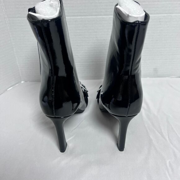 Fashion Nova Gutter Black Leather Ankle Boots Women’s 6 Pointed Toe Buckle - Picture 5 of 7